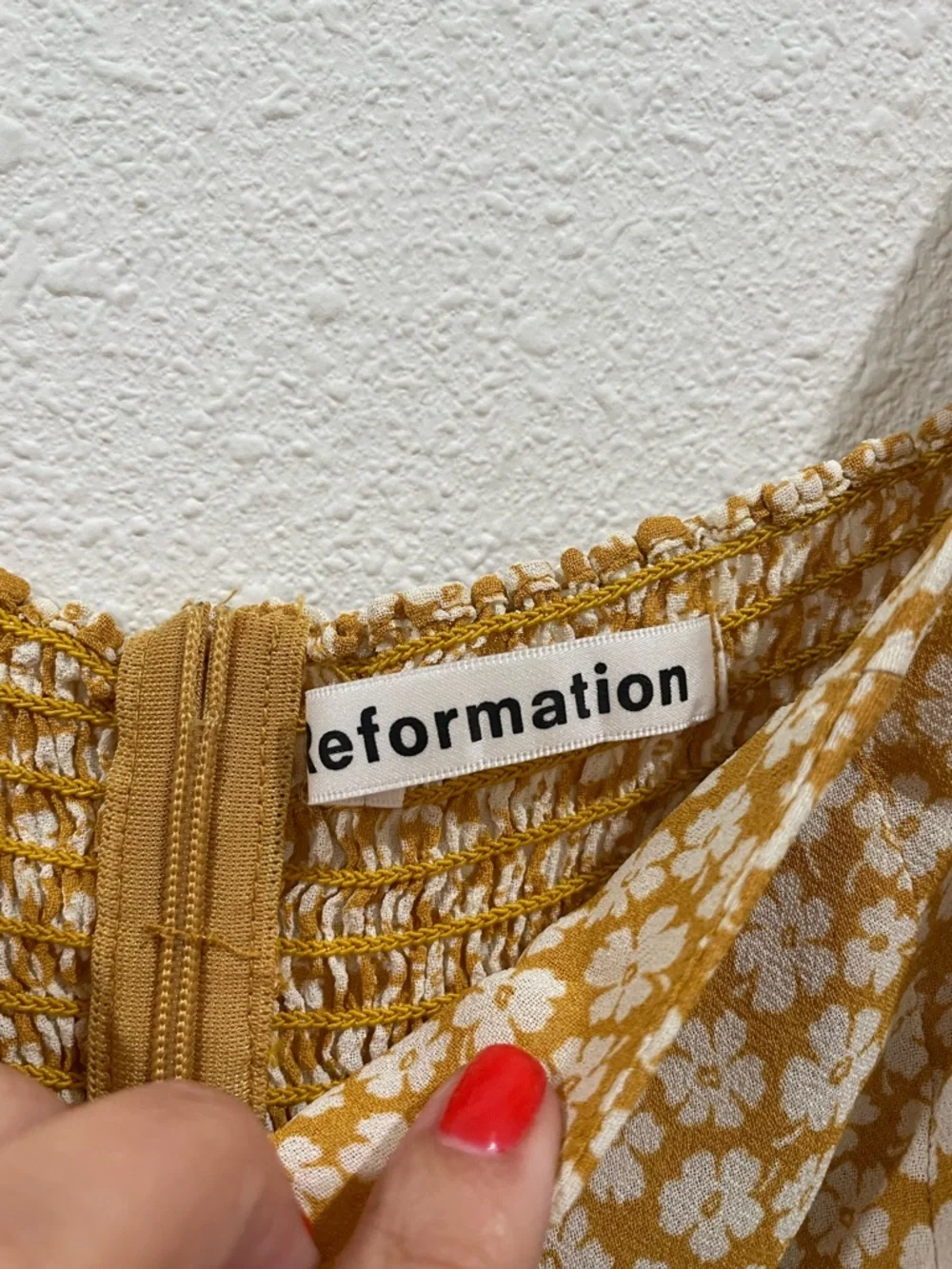 Reformation Floral Yellow White Top Puff Sleeves Summer Spring Size 2